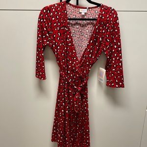 Lularoe Michelle dress. Size small. Red black white leopard cheetah print. NWT.